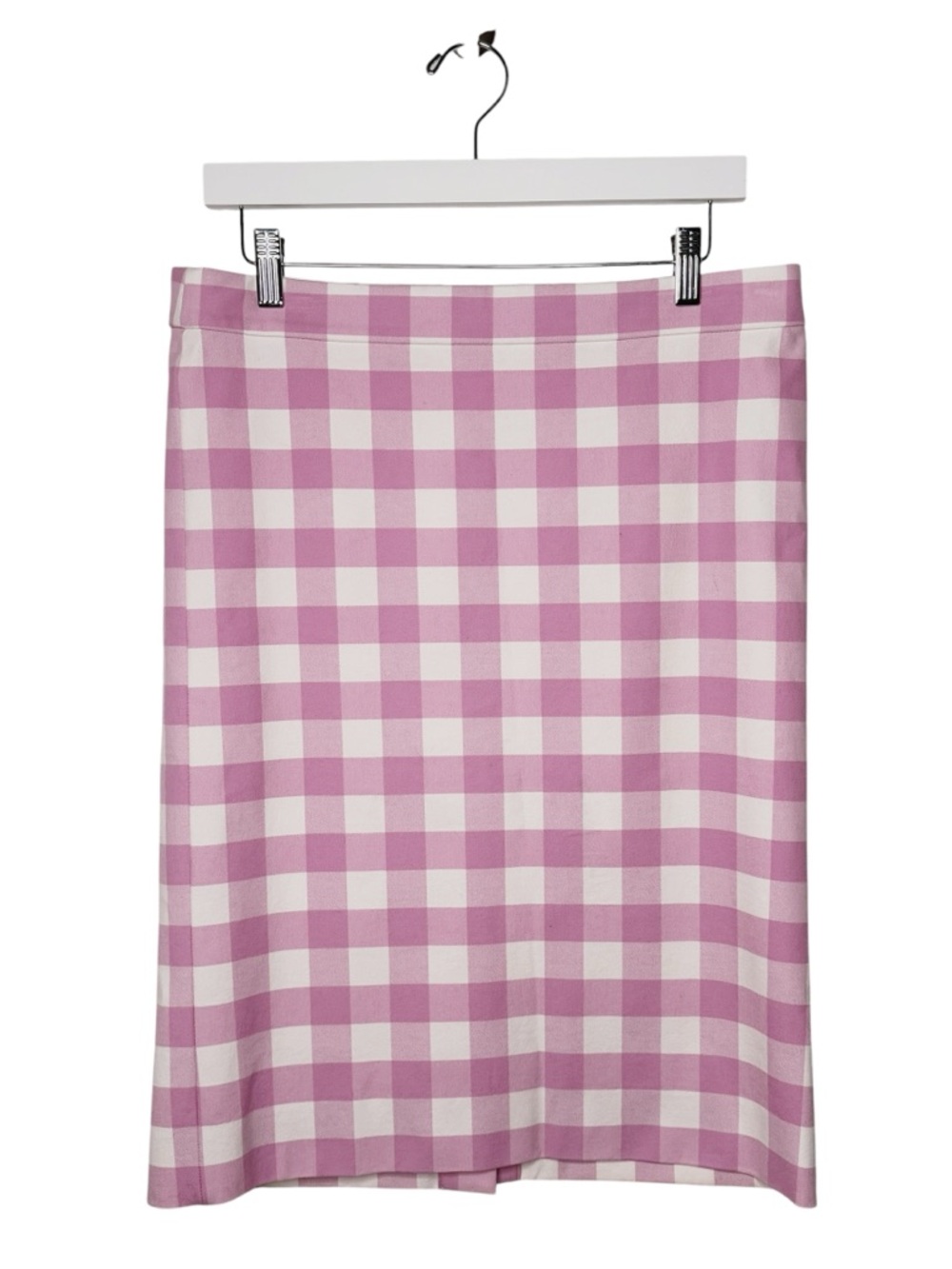 J. Crew No. 2 Pencil In Giant Gingham Peony Pink Lavender Skirt sz 8